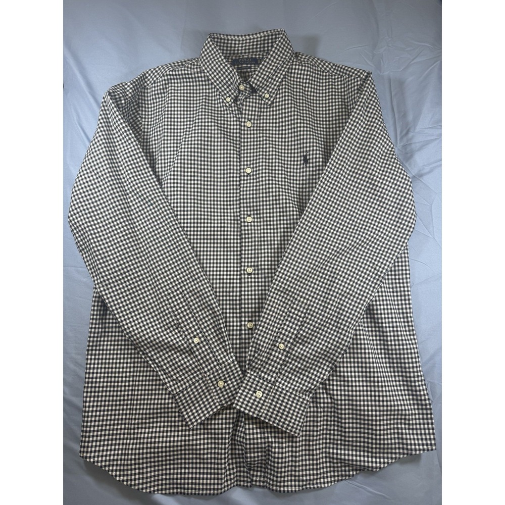 Polo Ralph Lauren Mens Long Sleeve Black & White Gingham Button Up Shirt Size XL